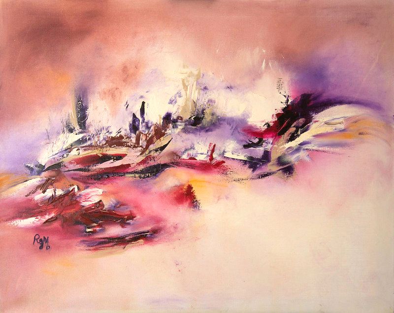 tableau abstrait rose illusion magique