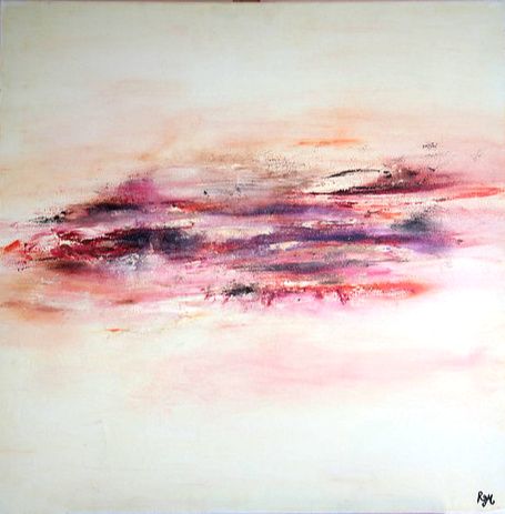 tableau abstrait rose la paix