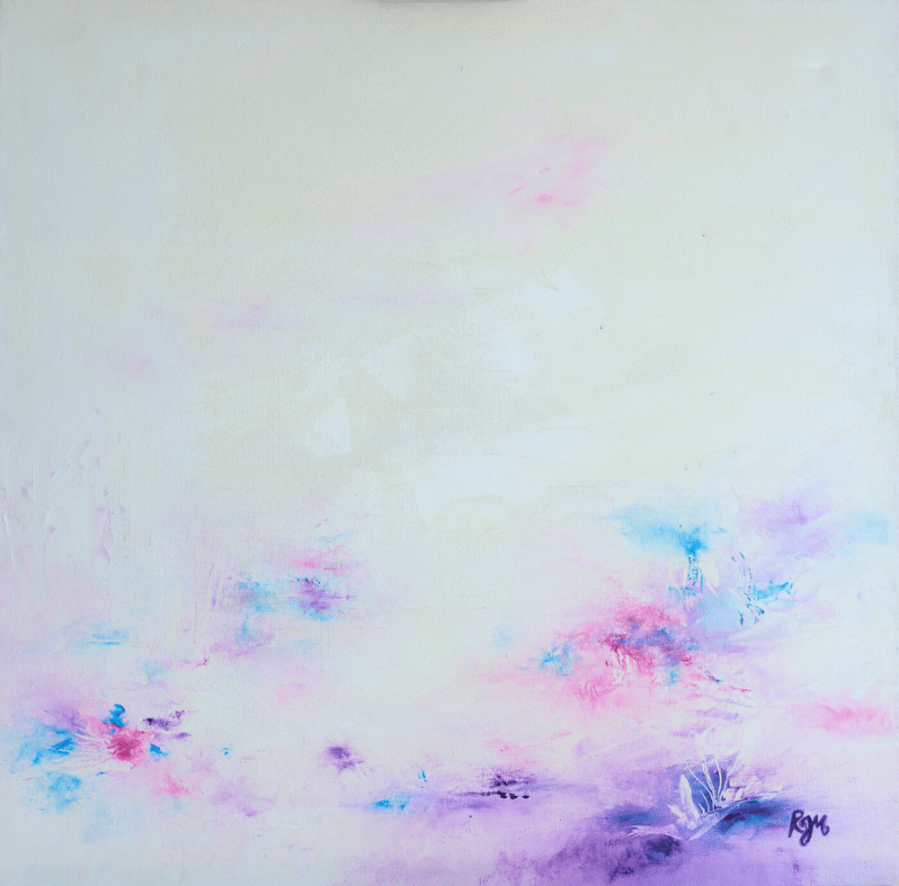 tableau abstrait rose mami