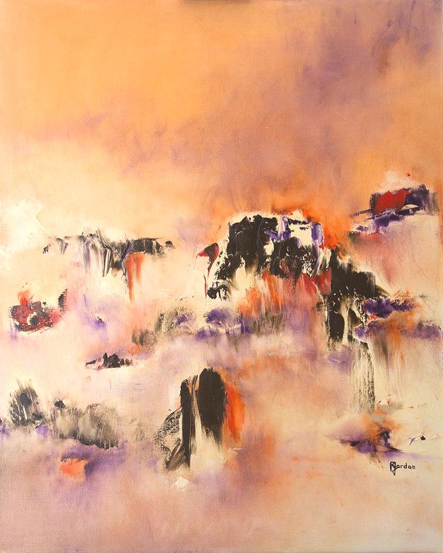 tableau abstrait rose mirage reel