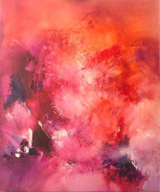 tableau abstrait rose nostalgie