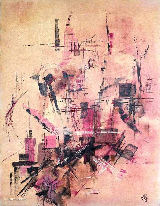 tableau abstrait rose resolution