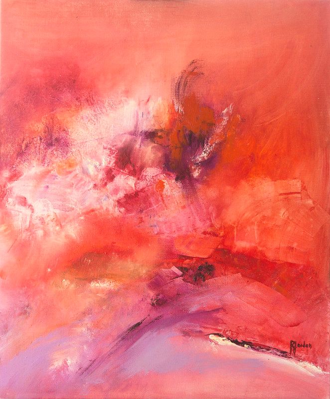 tableau abstrait rose soulagement