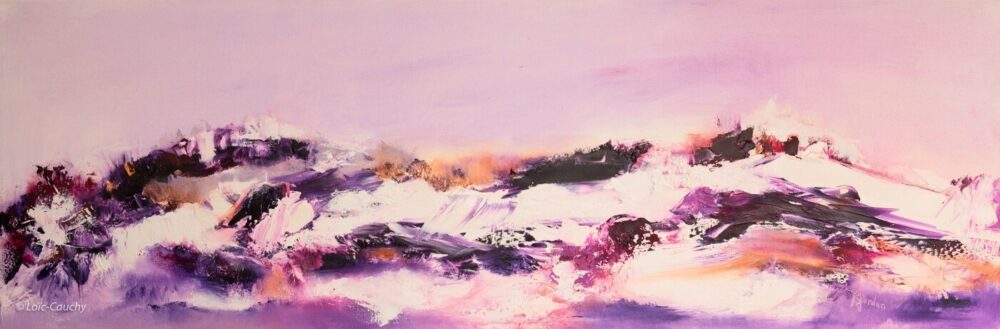 tableau abstrait rose tendresse