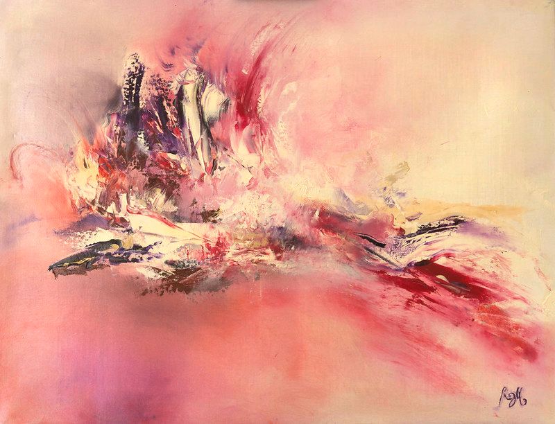 tableau abstrait rose vol d oiseau