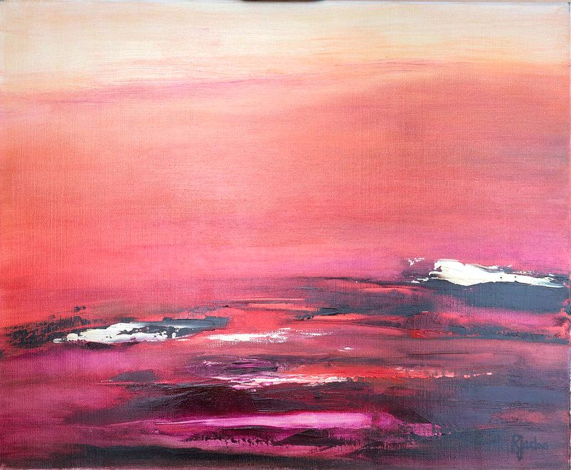 tableau abstrait rouge atmosphere