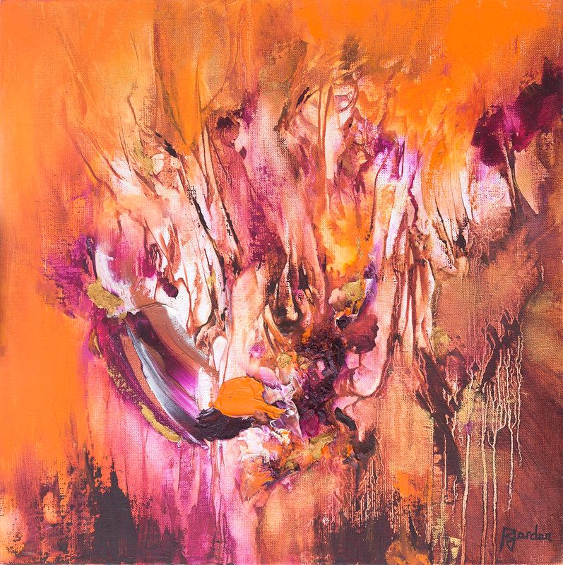 tableau abstrait rouge chrysalide