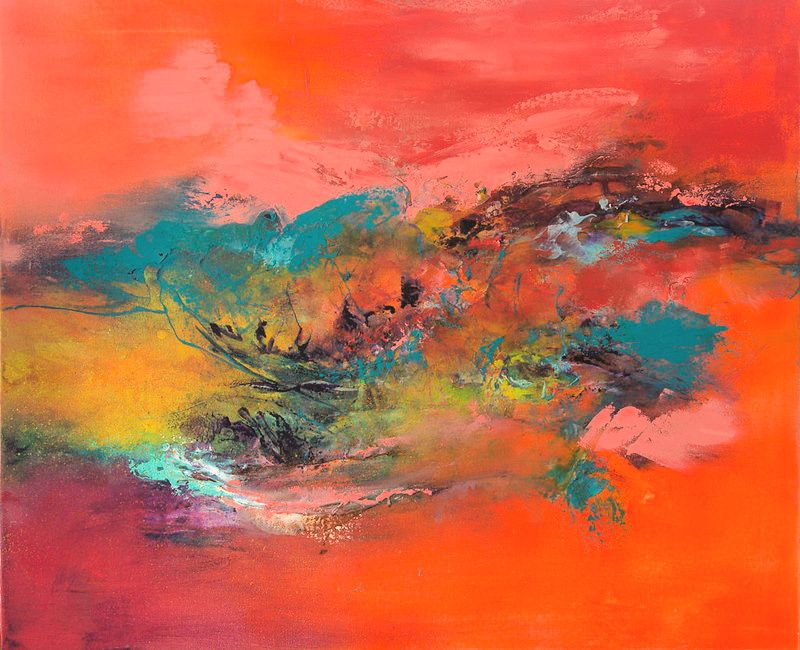 tableau abstrait rouge clairvoyance