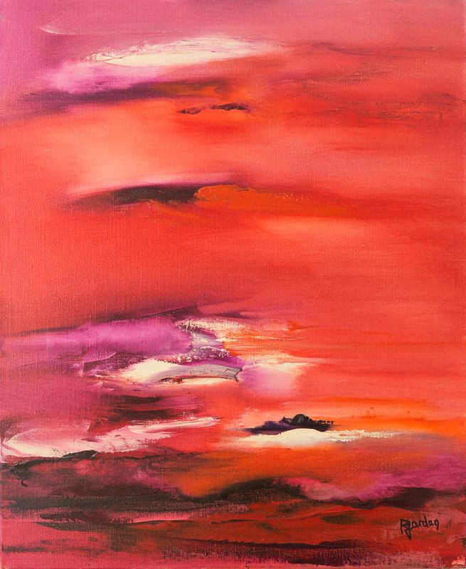 tableau abstrait rouge crepuscule