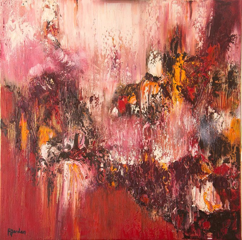 tableau abstrait rouge detachement