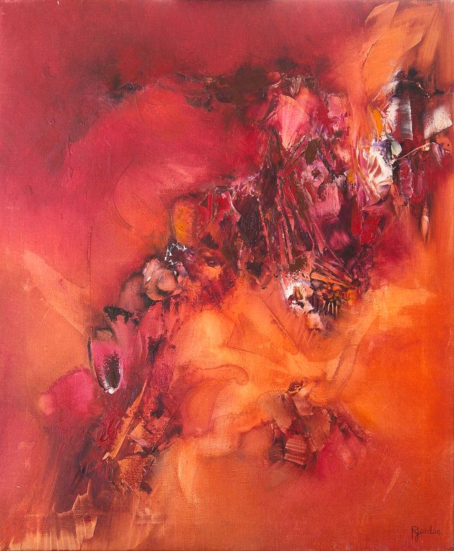 tableau abstrait rouge energie