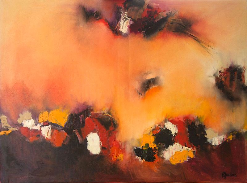 tableau abstrait rouge flamboyant