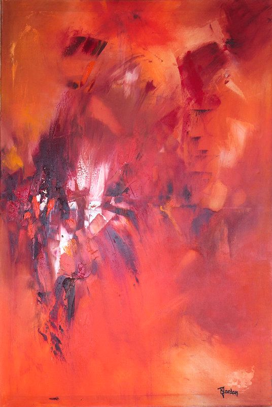 tableau abstrait rouge ile de paques