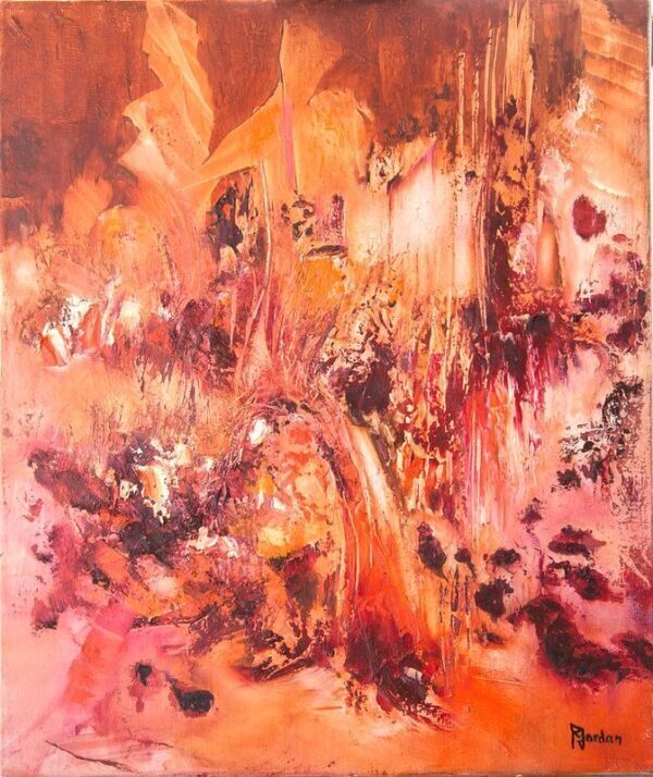 tableau abstrait rouge intensite 2