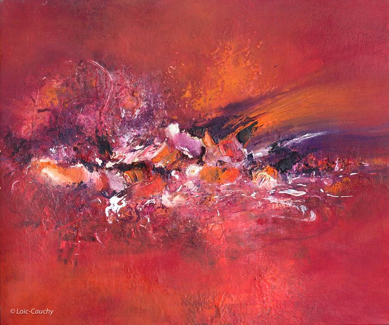 tableau abstrait rouge intensite