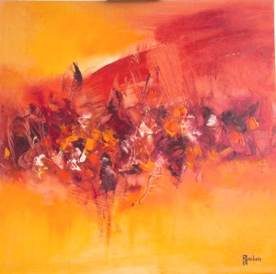 tableau abstrait rouge jaguar