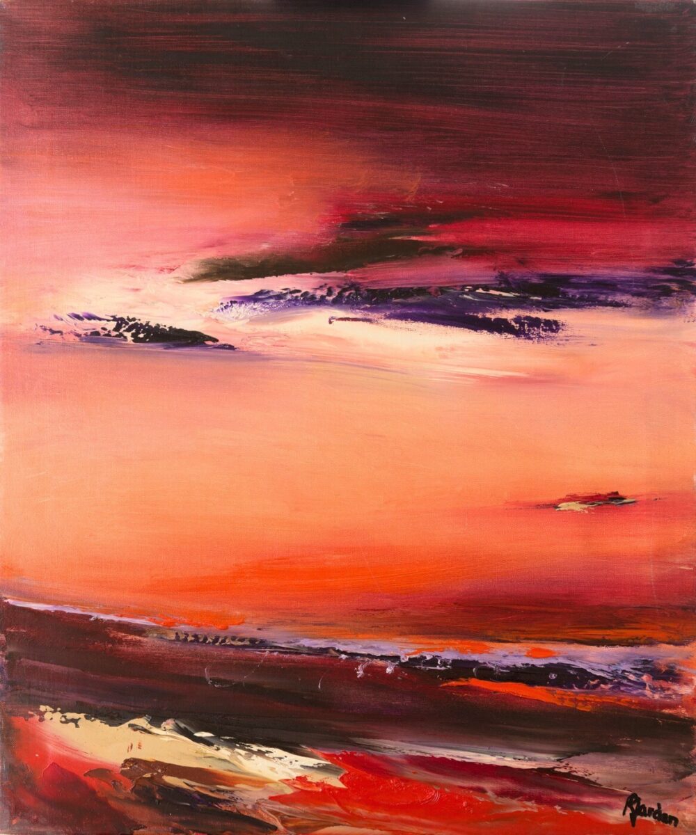 tableau abstrait rouge le temps