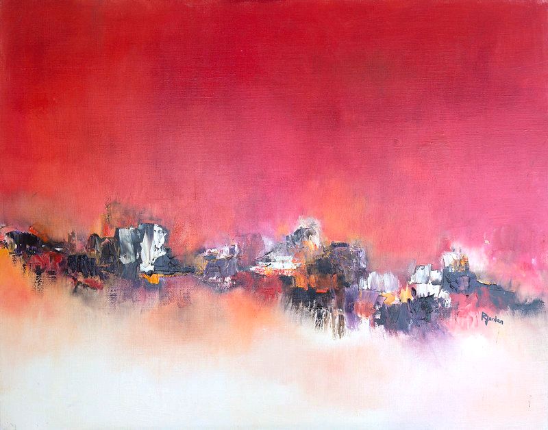 tableau abstrait rouge parcours de vie