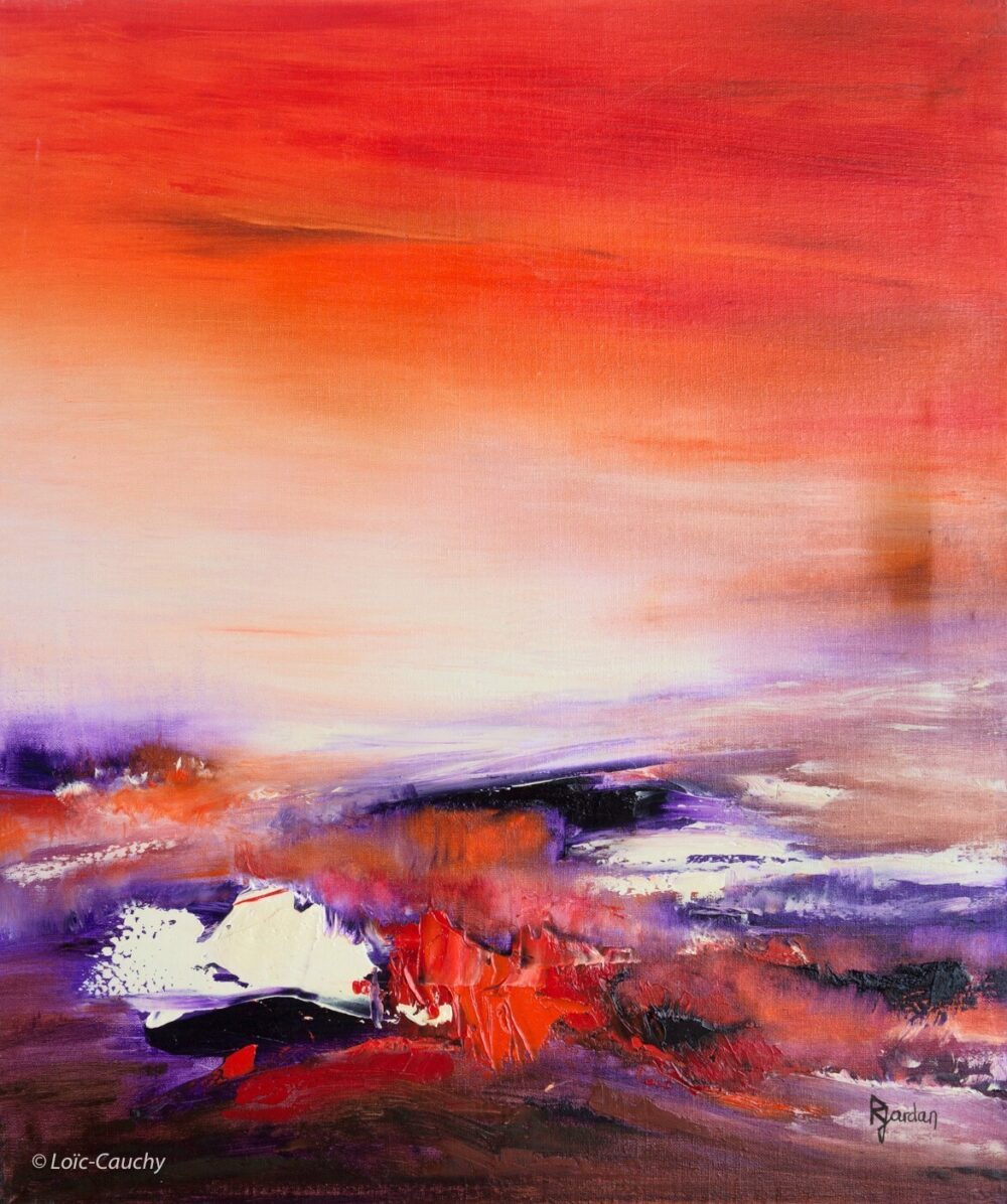 tableau abstrait rouge passiflore