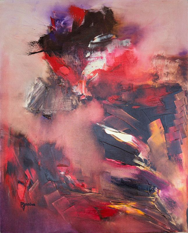 tableau abstrait rouge passion