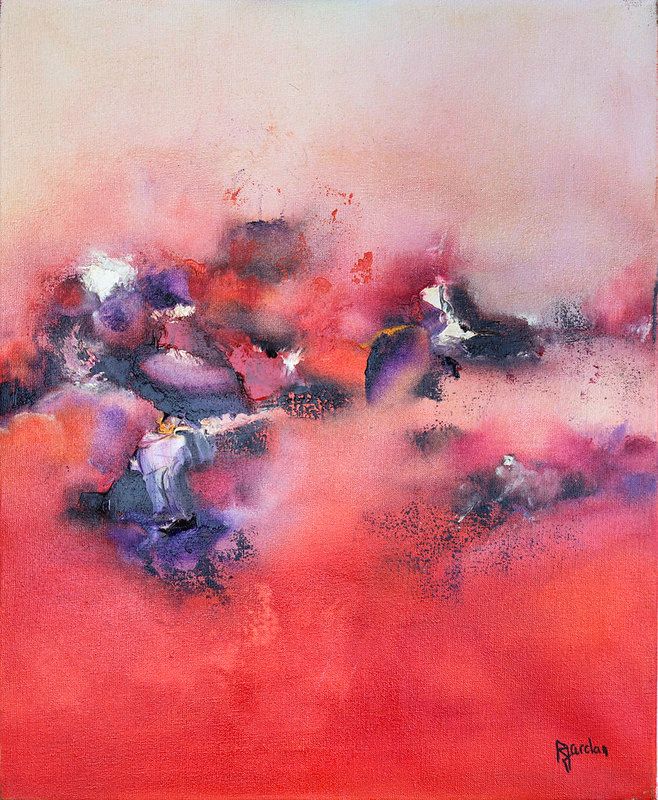 tableau abstrait rouge pensees