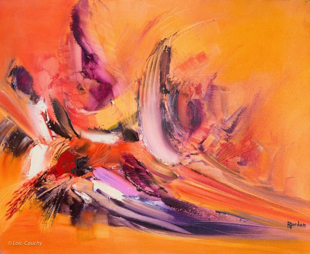 tableau abstrait rouge perroquet