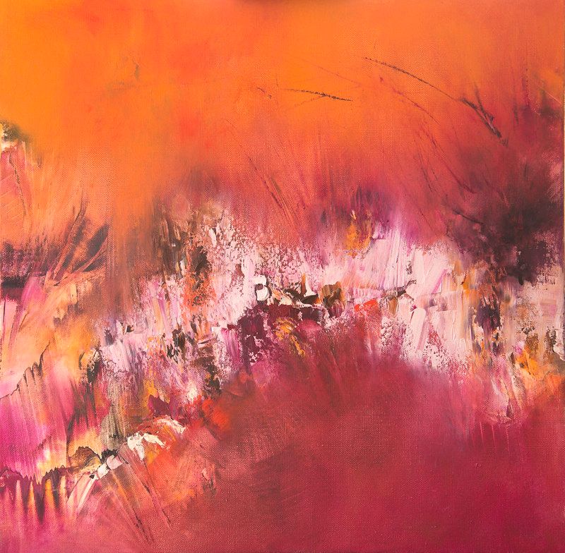 tableau abstrait rouge portail