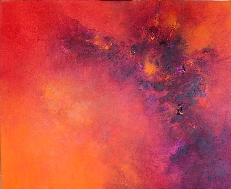 tableau abstrait rouge ultraviolet