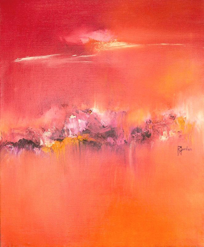 tableau abstrait rouge vent ardent