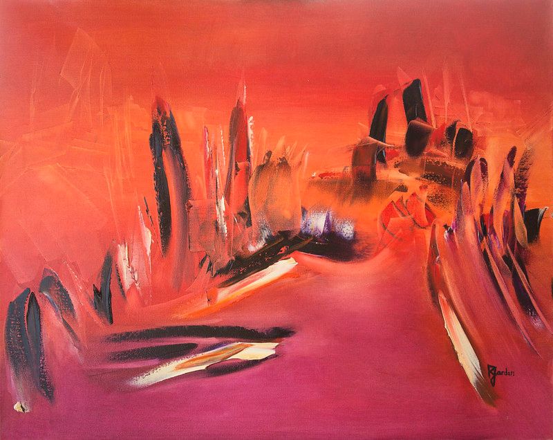 tableau abstrait rouge vision