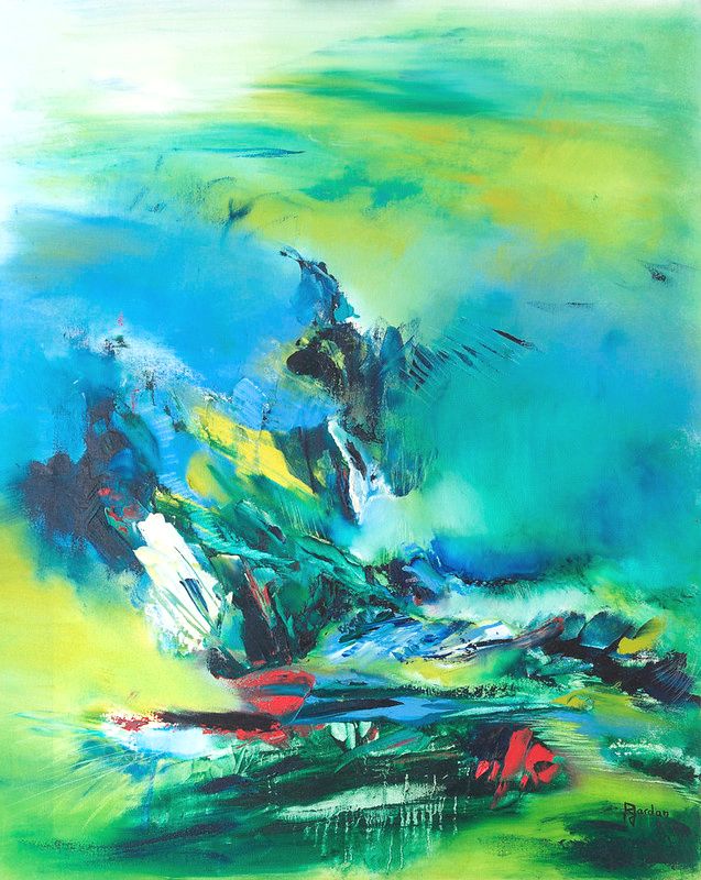 tableau abstrait vert aigle