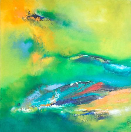 tableau abstrait vert amazonie