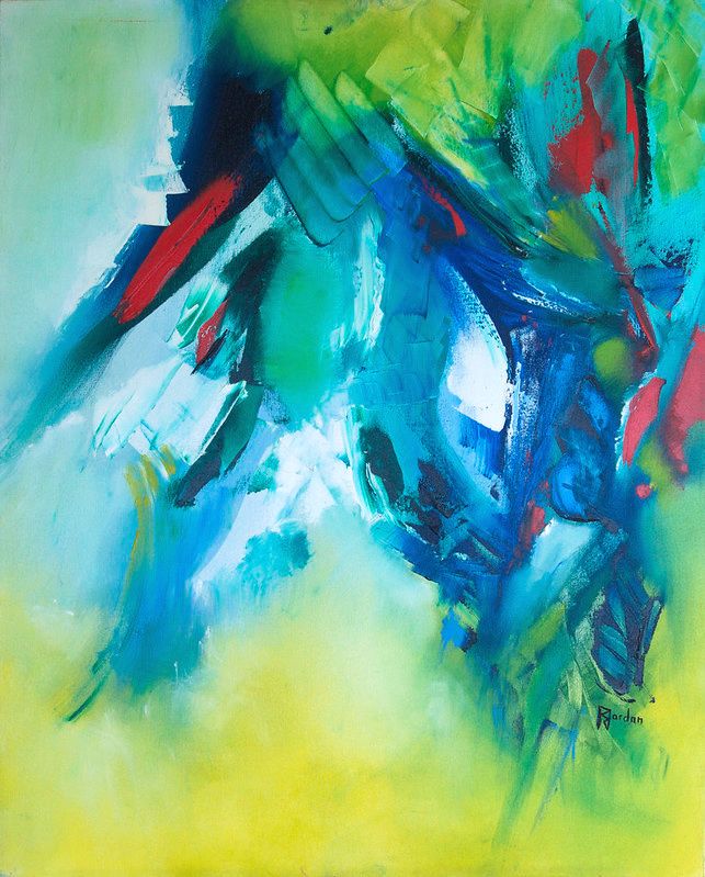 tableau abstrait vert electricite vegetal