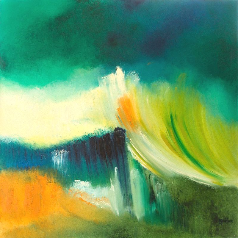 tableau abstrait vert envol