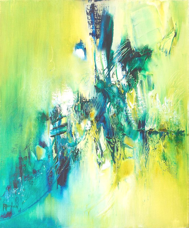 tableau abstrait vert evasion