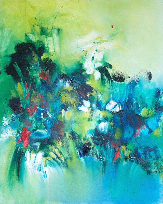 tableau abstrait vert fraicheur