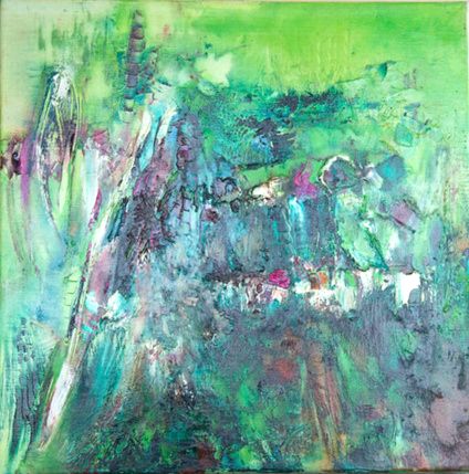 tableau abstrait vert marecage