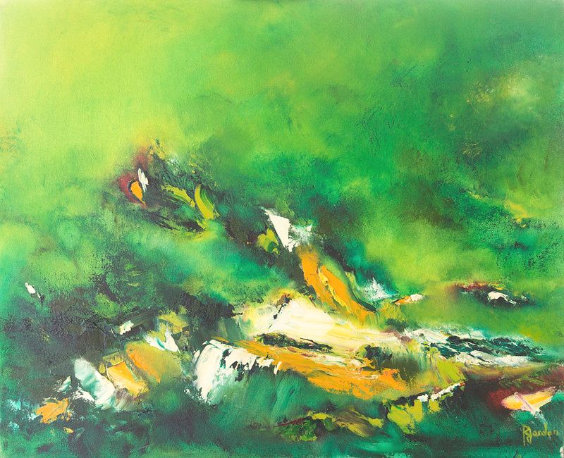 tableau abstrait vert plenitude